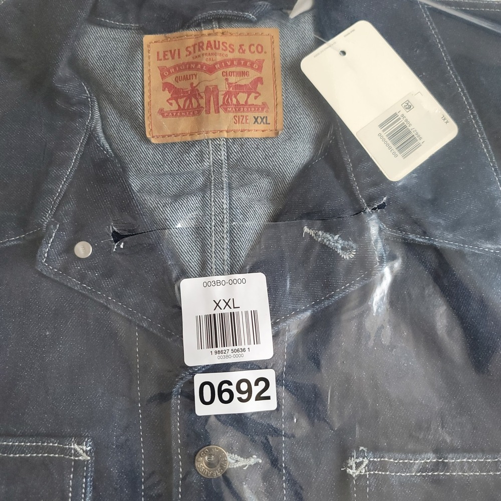 Levi's Berkley Chore Coat Mens XXL Dark Indigo Blue Chore Jacket Pockets Utility - Picture 8 of 10